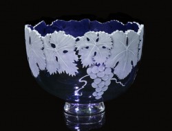Cabernet Grape Bowl glass art by cynthia myers